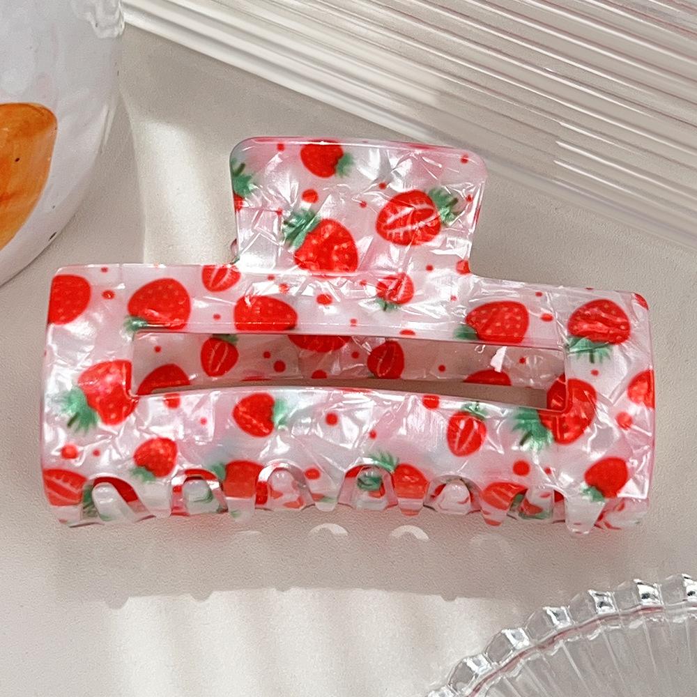 1 Stück Frische Frucht Quadratisch Hohl Acryl Haarspange, Geeignet für Dickes Haar, Mittelhohe Frisuren, Haiklammern, Haarzubehör
