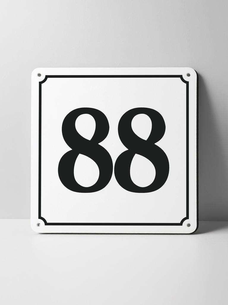Metal Sign Black House Number On White Background Outdoor Wall Art Decor