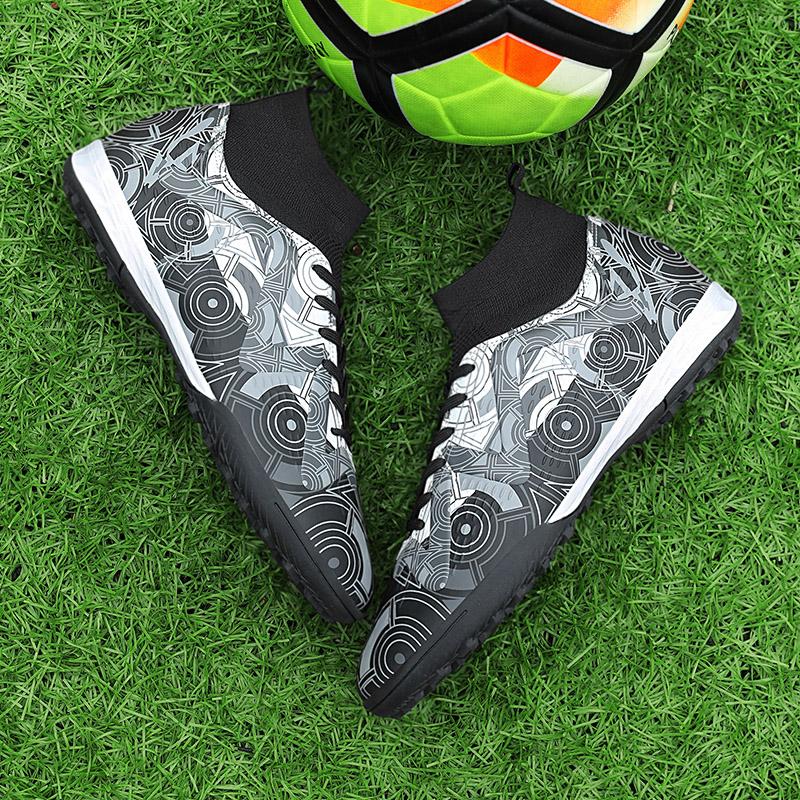 

Футбольные бутсы Детские футбольные бутсы с высоким берцем Резиновые молодежные спортивные туфли с короткими ногтями Футбольные тренировочные кроссовки Мужские футбольные бутсы с искусственным газоном 46 серый