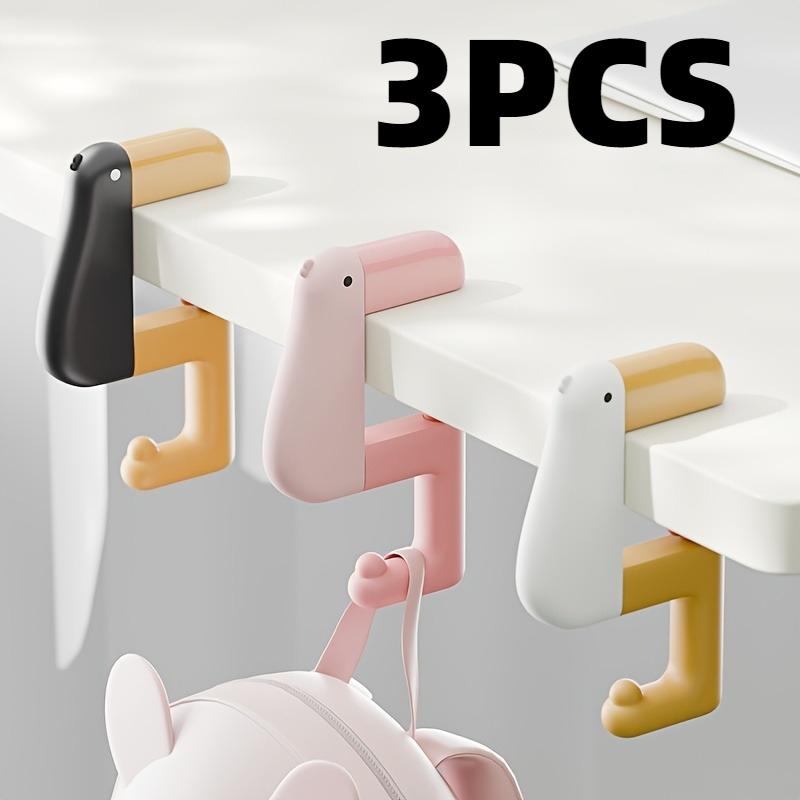 3pcs Thinking Duck Schoolbag Hook Adjustable Detachable Office Bag Desk-Side Hanging Hooks Portable Multi-Functional for Student