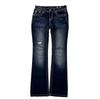 LUXEON Jeans a Zampa Sottile Retro Americano Donna Y2k Harajuku Gotico Vintage Tasca Ricamata Pantaloni in Denim Blu Vita Bassa Gamba Larga Pantalone