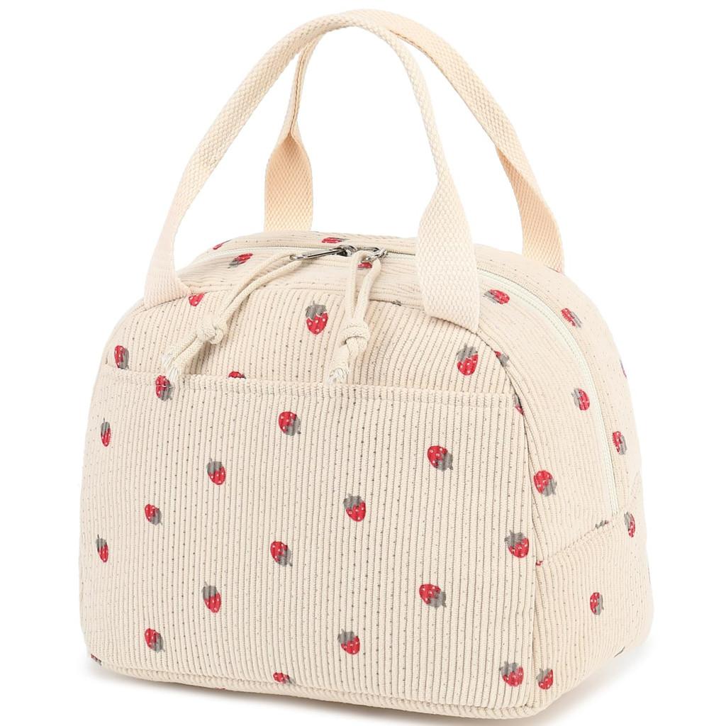 Strawberry Lunch Flower Cooler Bag Breathable Women Outdoor Commuting Office