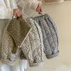 Winter Children Printed Embroidery Thicken Pants Korean Style Baby Girls Casual Warm Cotton-padded Trousers