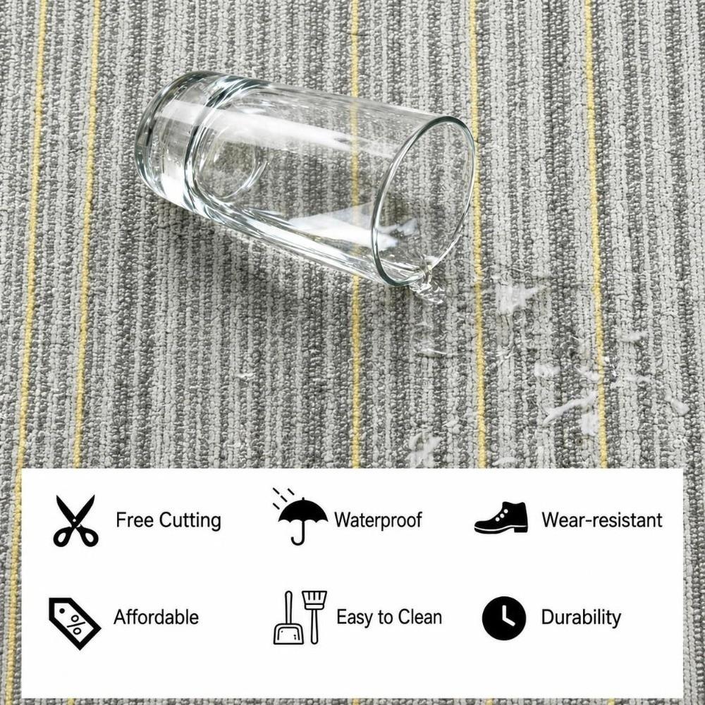 Waterproof PVC Floor Tile Imitation Carpet Texture Wall Floor Decal Living Room Dressup