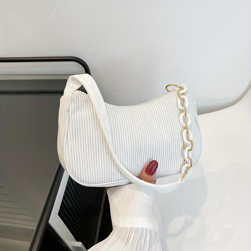 Schicke Mini-Canvas-Umhängetasche für Damen, Lässige einfarbige Cord-Handtasche, Umhängetasche mit Reißverschluss, Kleine Tragetasche