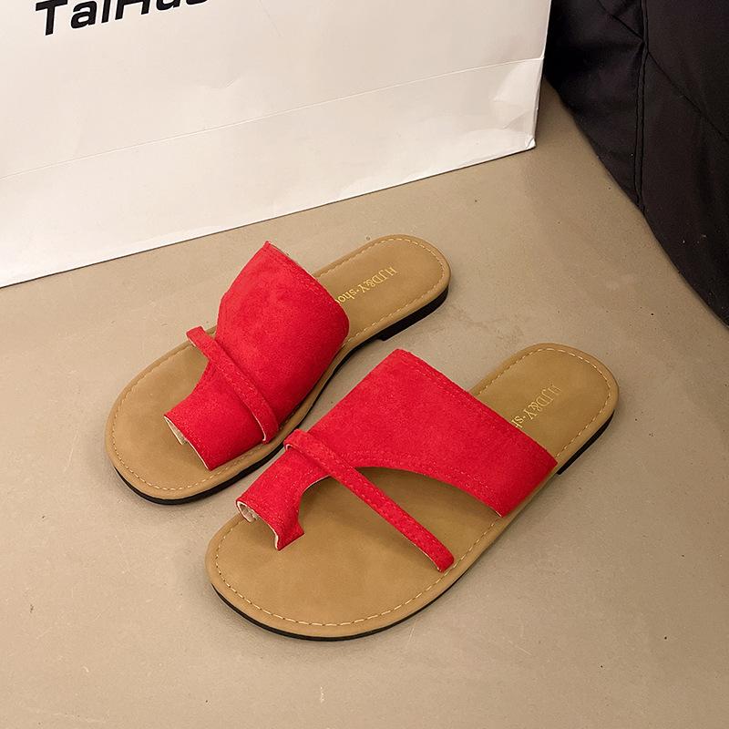 Outer cover toe flat-bottomed slippers women's summer 2025 new casual versatile open-toed flat-bottomed cool slippers beach shoes