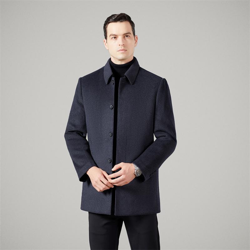 

Зимнее шерстяное пальто мужское новое среднее по возрасту куртка с отворотом съемный пуховик мужское двухстороннее шерстяное пальто 195