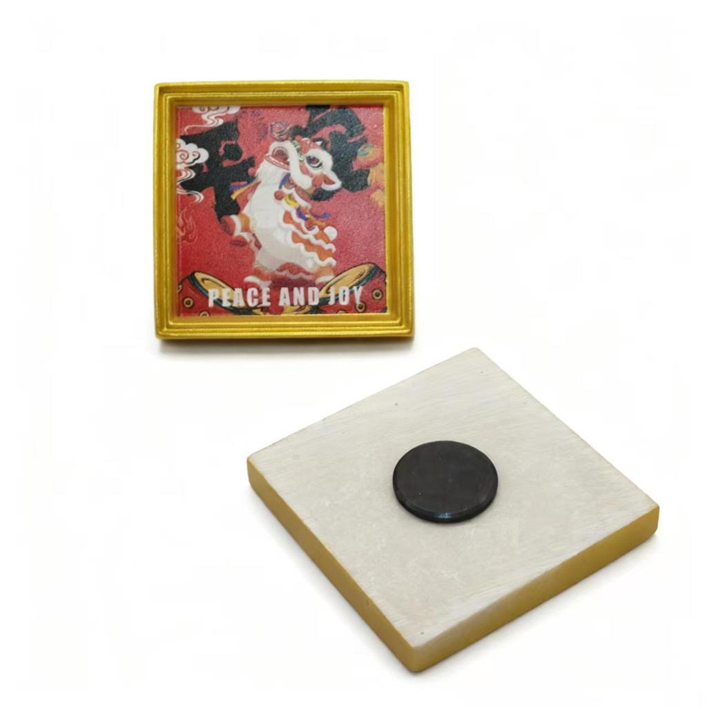 3D Lion Dance Fridge Magnet Photo Frame - Festive Spring Festival Decoration