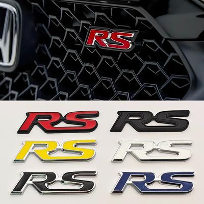3D Metal Car Front Grille Emblem RS Logo Badge Rear Trunk Fender Sticker