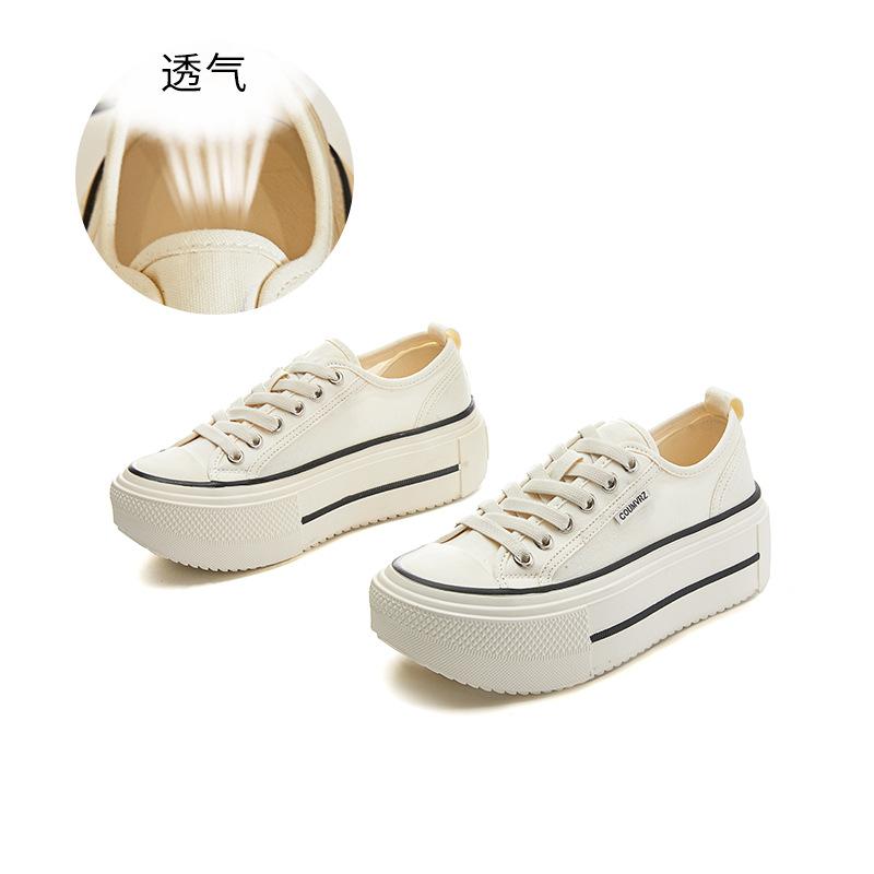 Inner Height Increase of 0.5cm Wula Grass Pigskin Insole Canvas Shoes 2025 New Casual Board Shoes Versatile Little White Shoes Women