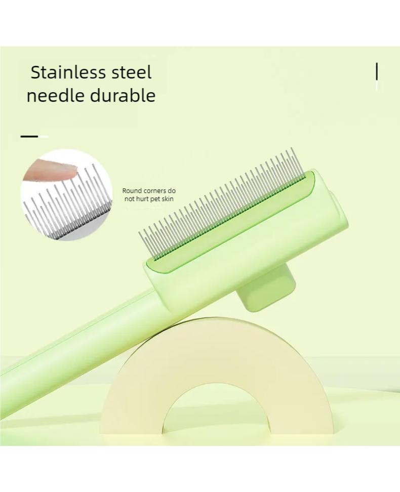 Pet Hair Removal Comb Flea Comb,New One-Click Self-Cleaning Pet Removal Combs for Short&Long Hair Cat Dog Comb for Grooming Mass