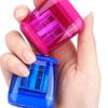 4 Pcs Dual-Hole Pencil Sharpeners With Lid And Shavings Container Portable Manual Sharpener Set For Colored Pencils