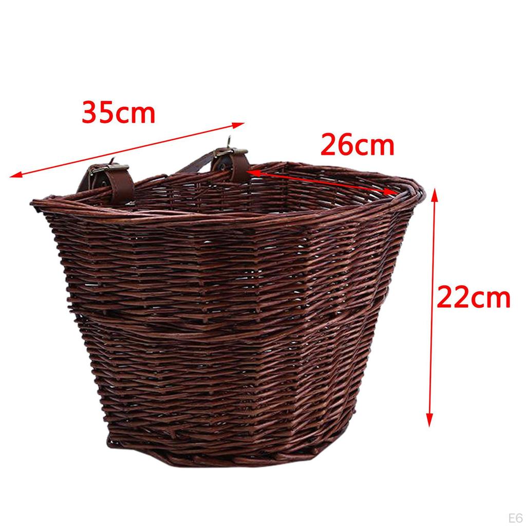Cesto Anteriore Manubrio Bicicletta Ciclismo Stoccaggio Donna Shopping Rattan