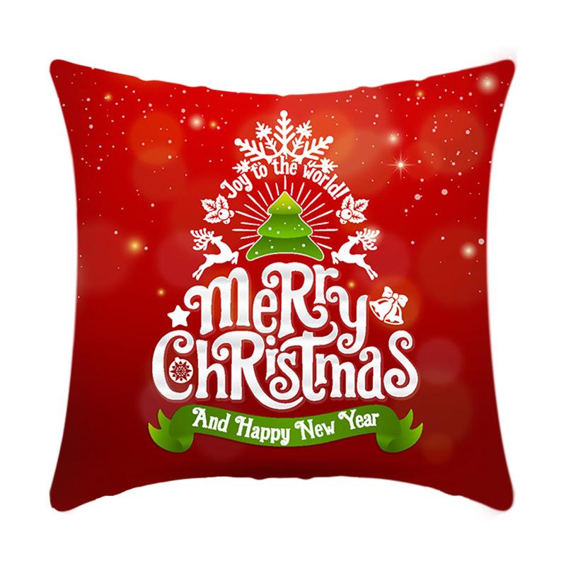 New Christmas Sofa Pillow Cover Home Red Simple Printed Bedside Pillow Cover