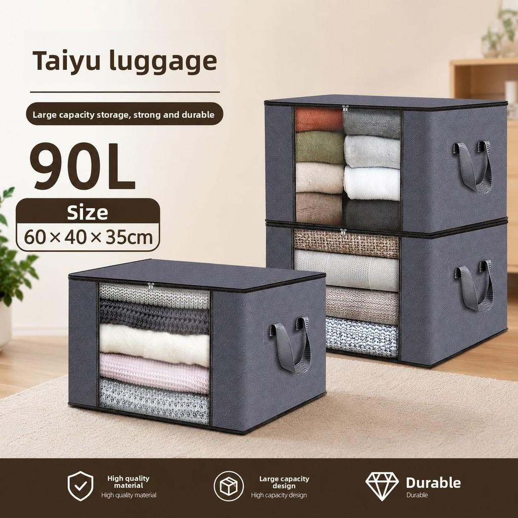 Large Capacity Cotton Quilt Storage Bag With Transparent Window For Bedroom Organization