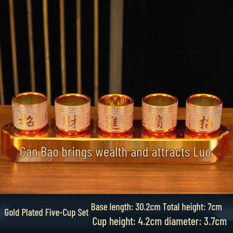 Buddhist Household Ceramic Offering Set: Incense Burner, Water Cup, Fruit Plate, Vase