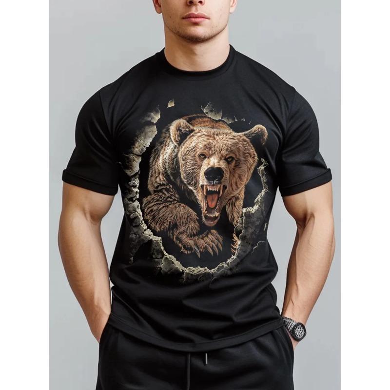 

Тварина Ведмідь Чоловічі футболки Мода Повсякденний Особистість Хіп-хоп Хараджуку Вуличний одяг 3D Друк Футболки з коротким рукавом Топи XL