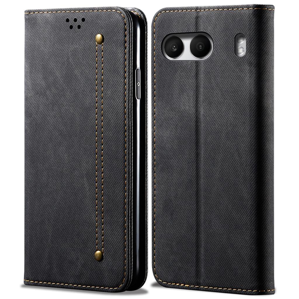 For OnePlus Nord 4 Case Jeans Cloth Texture Anti-Scratch Leather Stand Phone Cover