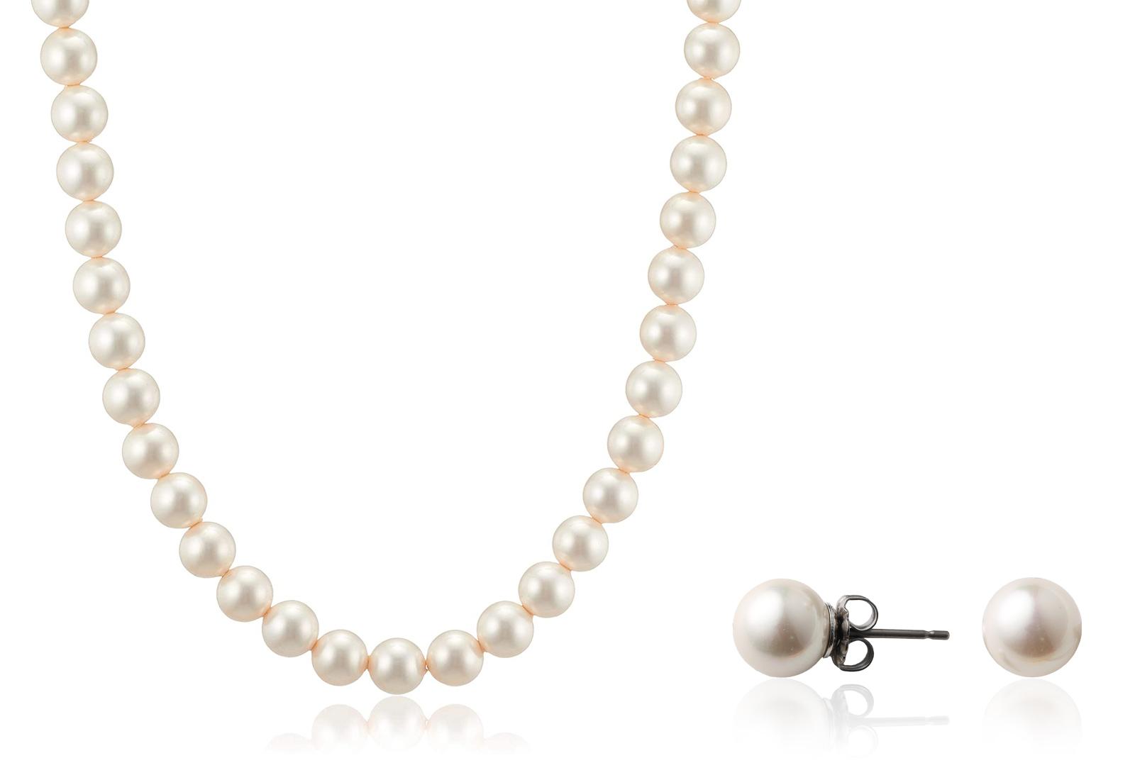 

[Artificial Pearl] Necklace and Earrings Set 42cm 8mm White NEP8CN01-42