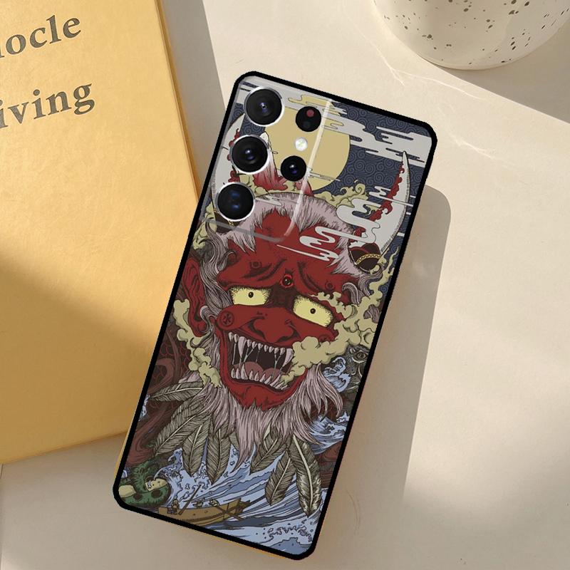 Samurai Oni Mask Phone Case For Samsung Galaxy S25 S20 S21 S22 S23 S24 Ultra S9 S10 Plus S25 FE Cover Shell