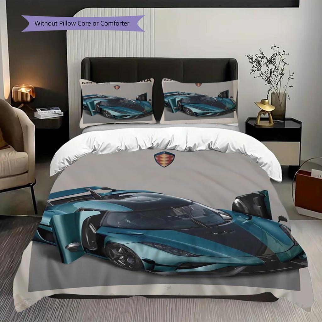 Jesko Koenigsegg Sleek Supercar Bedding (1 * Duvet Cover + 2 * Pillowcase, Without Core) 2D Flat Christmas Birthday Gift Bedding Set