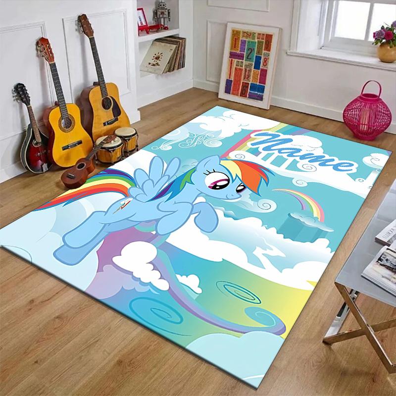 Custom My Little Pony Mat Personalized Name, Polyester Washable Indoor Entryway Rug, Gift for Christmas, Easter, Thanksgiving Day