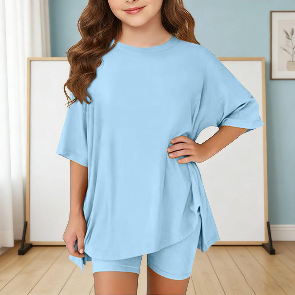 Sommeroutfits für Mädchen, 2-teilige Sets aus Hemden und Shorts, Frühlingsoutfits, Sportshorts-Sets für Teenager-Mädchen