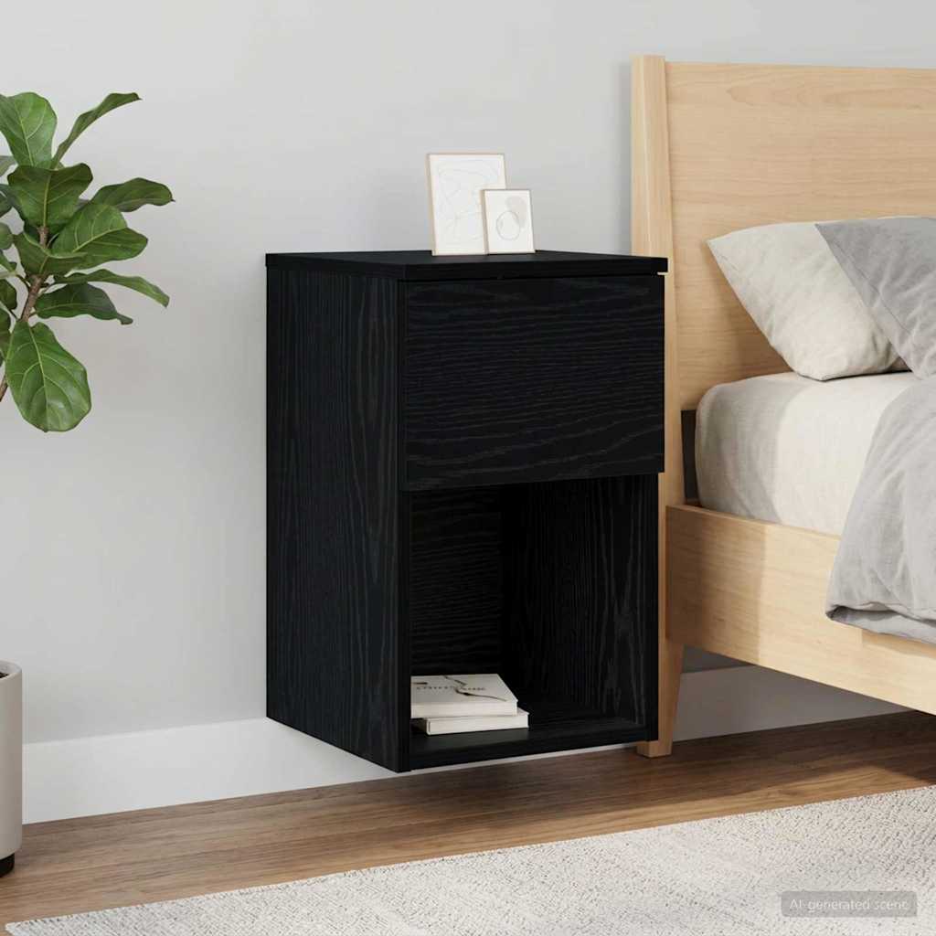 Bedside Cabinet in Black Oak 29 x 31.5 x 49 cm Engineered Wood
