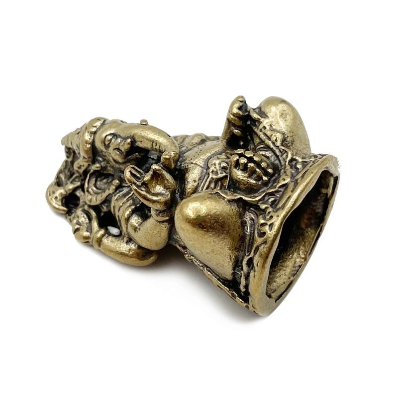 Mini Vintage Brass Ganesha Statue Pocket India Thailand Elephant God Figure Sculpture Home Office Desk Decorative Ornament Gift