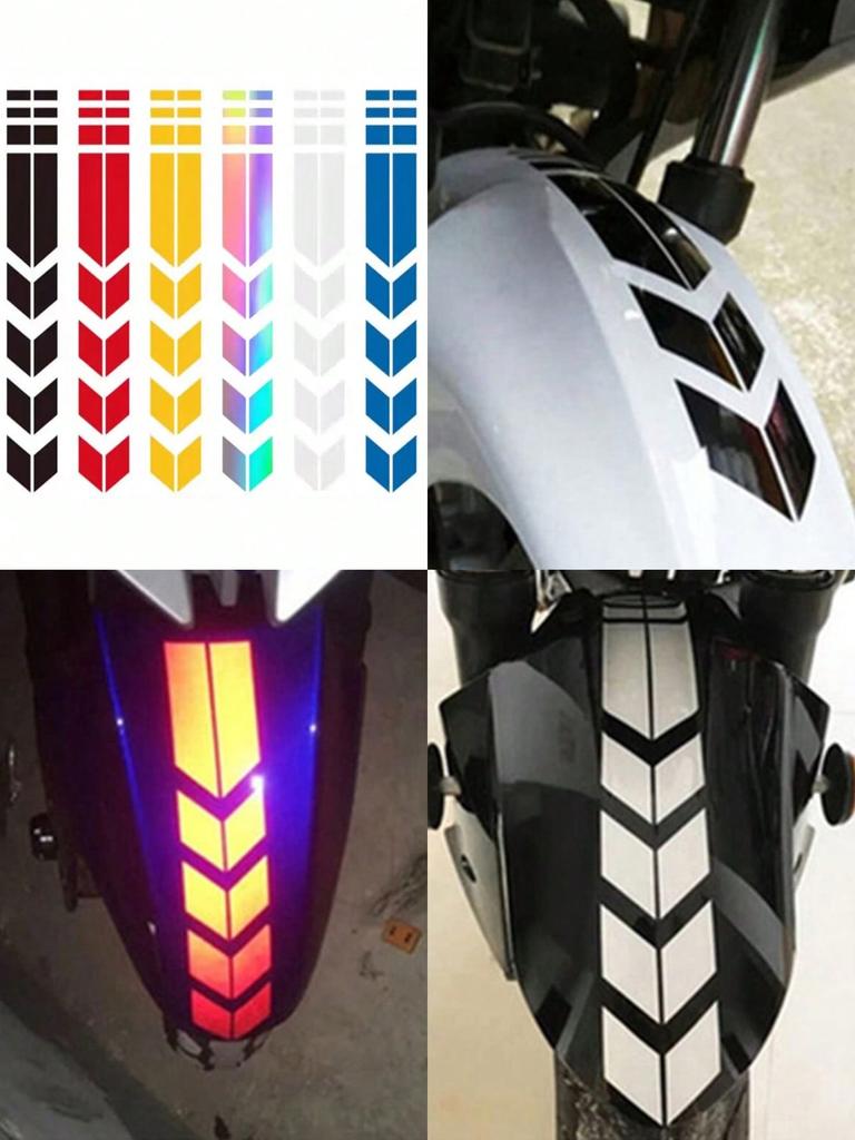 1 Stück Reflektierender Motorradaufkleber, Laser Holografisch, Wasserdichtes TPU, 3D Pfeil, Langlebig/Farbbeständig, Universell für E-Bikes/Motorräder