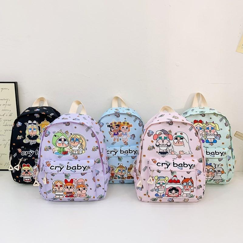 Girls Cartoon Prepreschool Bookbag With Cry Baby And Letter Prints For Daily