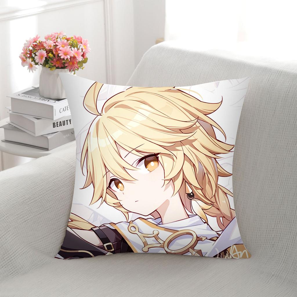 Simple Genshin Impact Printed Plush Pillow Home Cartoon Animation Two-dimensional Backrest Sofa Bedroom Home