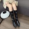 2026 Pointed High Heels Western Cowboy Fashion Boots Belt Buckle Knight Boots
