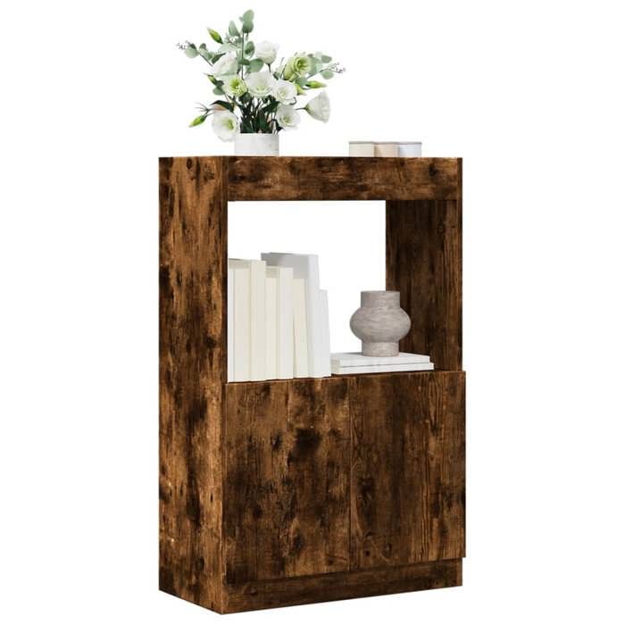VidaXL Buffet haut chêne fumé 63x33x100 cm bois d'ingénierie, armoire à livres, armoire à livres moderne, étagère à livres 855101