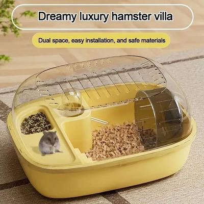 Double Layer Hamster Cage Breathable Visible Pet Habitat House Translucent Large Space Small Animal Carrier Outdoor Use