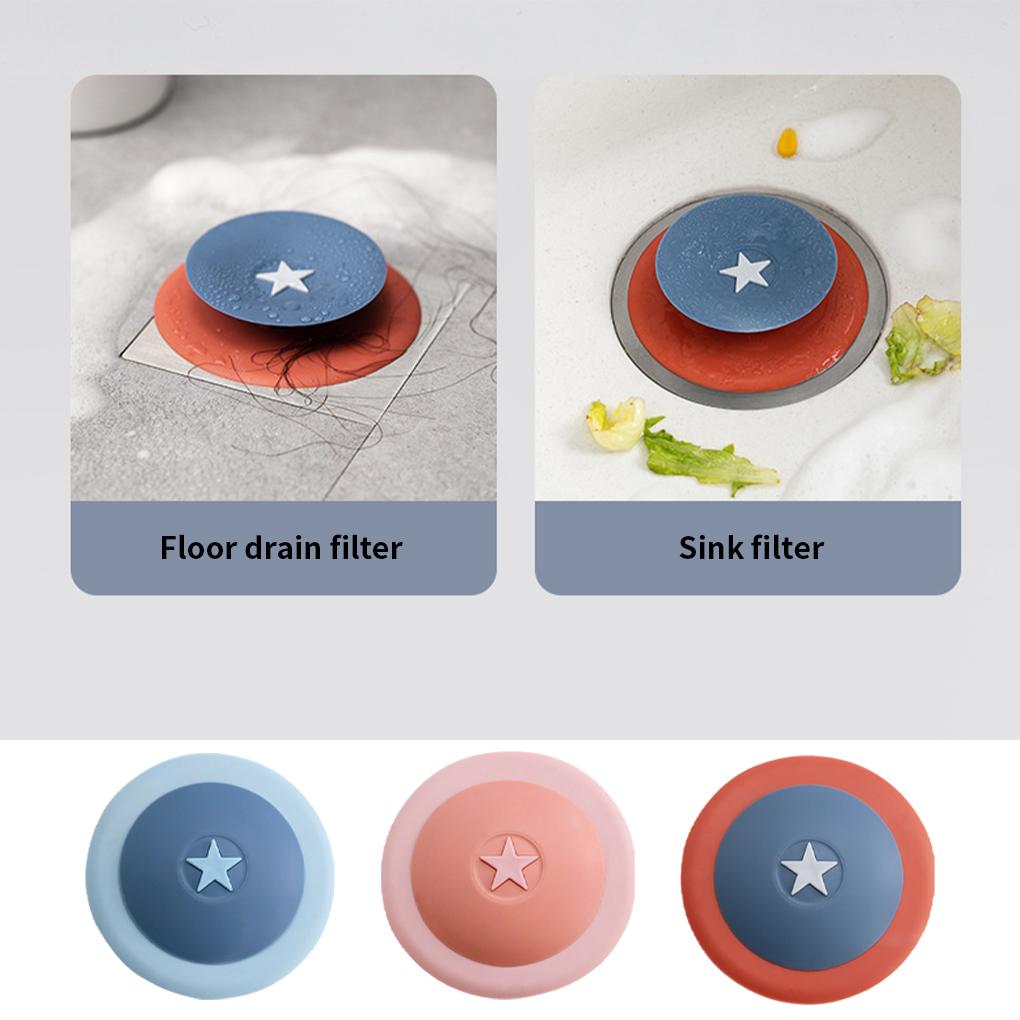 Sink Strainer Pressing Non-slip Sewer Hair Catcher TPR Kitchen Bathroom Drain Stopper