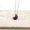 Elegant Natural Stone Moon Pendant Necklace with Stainless Steel Chain for Women