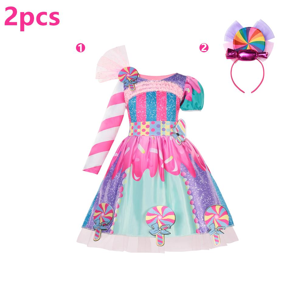 Children's Candy Dress Candy Princess Cosplay Costume Purim Carnival Party Fancy Dress Dress with Candy Hat Suit Prom Costume
