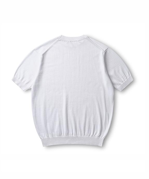EDWARDMAX White Mock Neck Short Sleeve Knit 90% Cotton Cool Knit