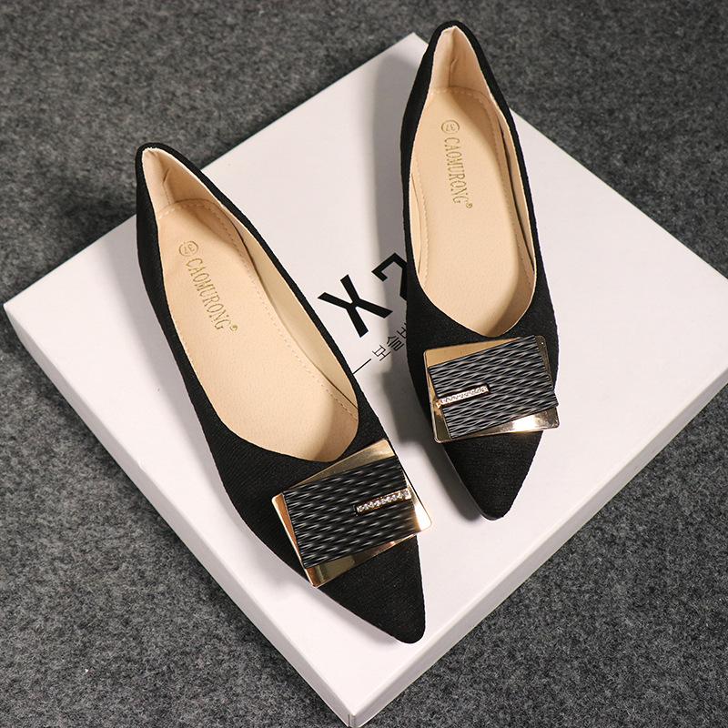 Fashion Large Size Flat Shoes for Women Spring Autumn New Fashion Rhinestone Shallow Mouth Boat Shoes Comfortable Pointed Luxury Shoes