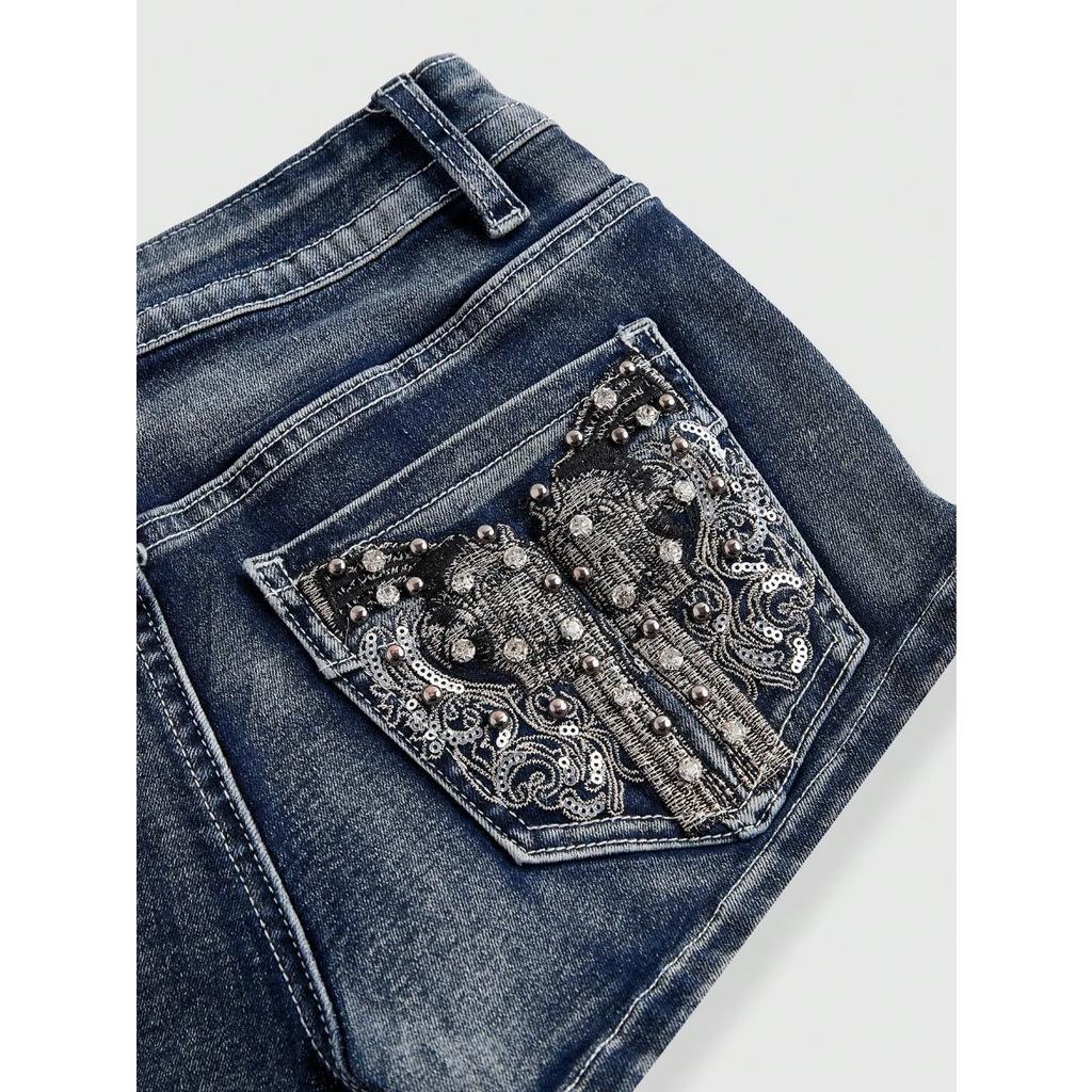 Low Rise Distressed Denim Shorts Female Jeans Womens Jeans Shorts Vintage Y2K Punk Style Embroidered Hot Pants