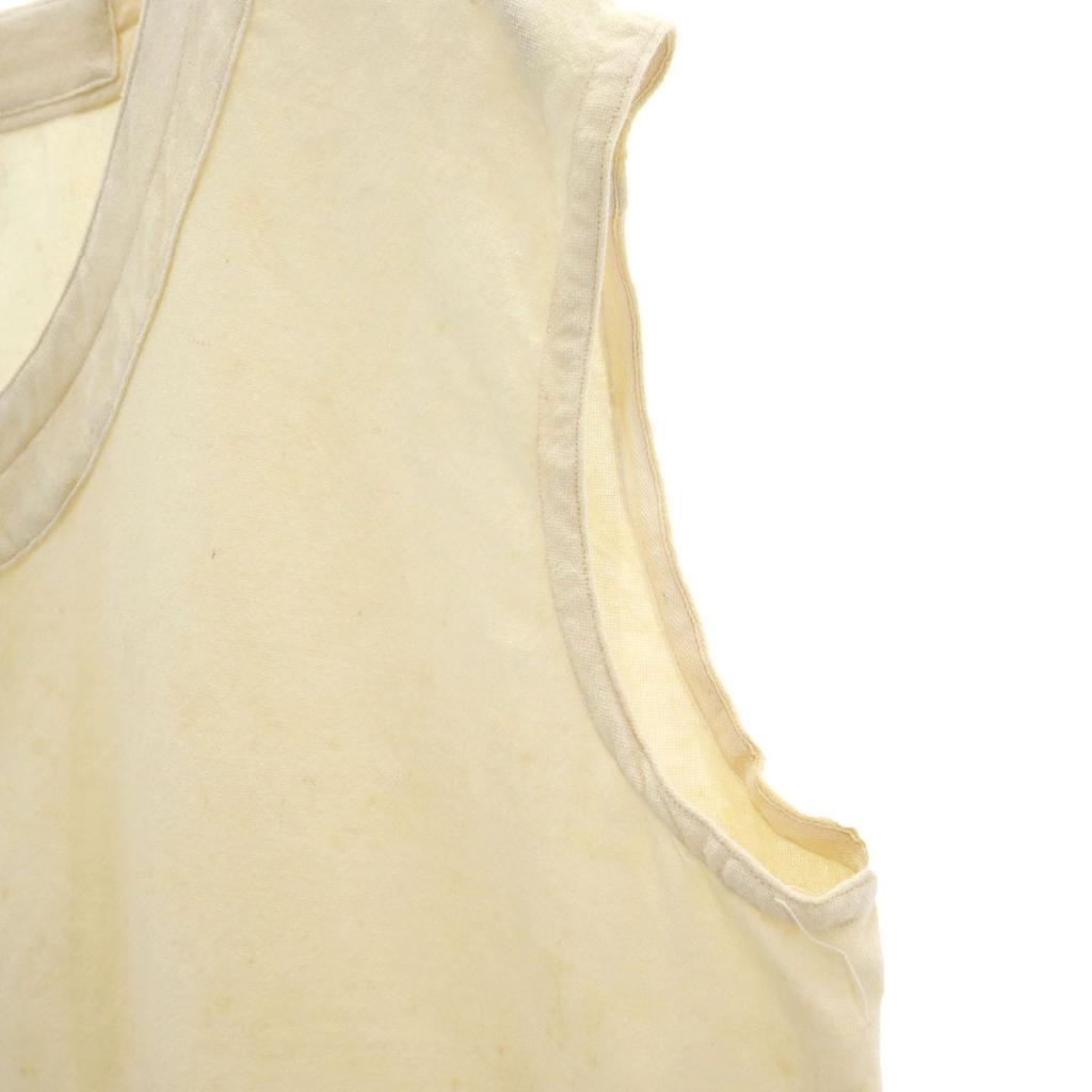 FRENCH ARMY 40s 50s Vintage No Sleeve V Neck Best 46 Beige Men's Used