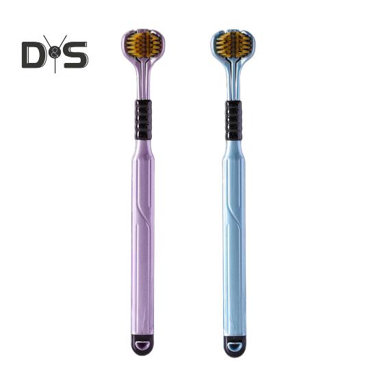 2Pcs Three-Sided Toothbrush Soft Bristles Ergonomic Handle Adult Toothbrush Portable Travel Companion Toothbrush