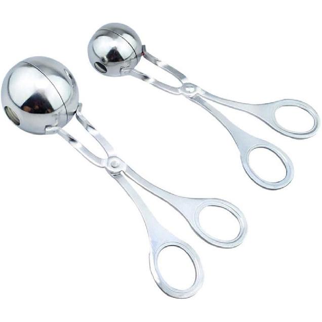 2 PCS None-Stick Meat Ballers, Stainless Steel Meat Baller Tongs, Cake Pop Meatball Maker Ice Tongs, Cookie Dough Scoop for Kitchen. (1.38" and