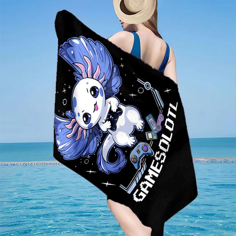 Fantasy Axolotl Moon Night Sky Beach Towel, Super Soft Microfiber, Gift for Her/Him, Birthday, for Pool, Beach, Travel, Home Decor Fan gifts