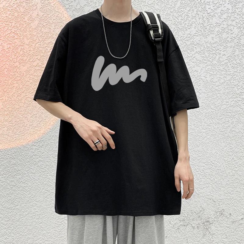 Men's Cotton Oversized T-shirt Loose Tops Tshirts For Clothing Breathable Casual Pattern Short Sleeve Tees Streetwear Recommend