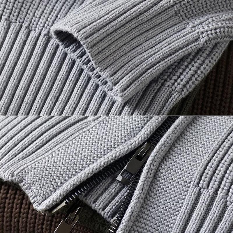 Hengyuanxiang Men's Solid Stand-Collar Cotton Cardigan