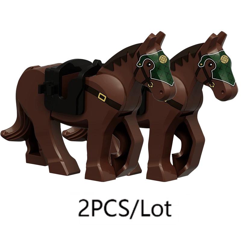 MOC Medeival Knights Horse Building Blocks Crow Wolf Warhorse Eagle Lion Green Dragon Warrior Bricks Toys Kids Gift