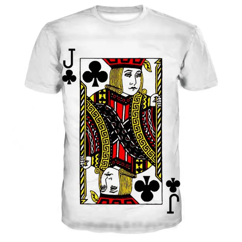 Summer Round Neck Playing Card Pattern 3D Print Top Fashionable Casual Short Sleeved Men's T-shirts