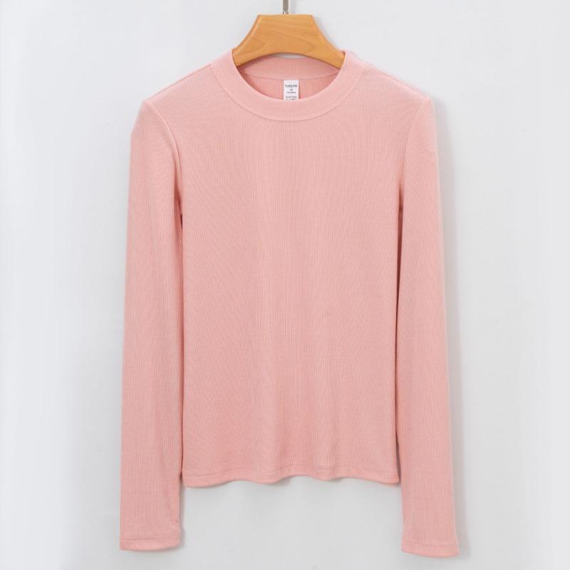 Nouă primăvară, vară, toamnă, cu gât rotund, cu mânecă lungă, tricou simplu, de înaltă calitate, pentru femei, tricouri de bază elastice, topuri casual pentru femei, tricou subțire